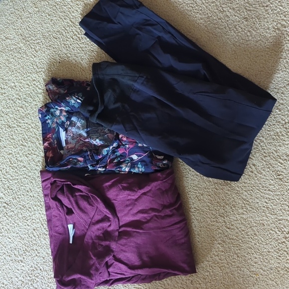 Maternity Bundle: Tunic Sweater, Long Sleeve Blouse & Navy Pants Size Medium - Picture 1 of 13